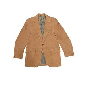 VTG Mavest Corduroy Blazer Sport Coat Beige Double Breasted Mens L French Horns